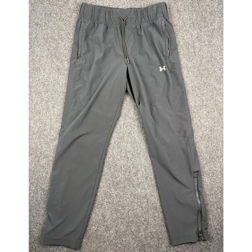 Under Armour Mens Black Loose Fit Jogger Training Pants Size Small Ankle Zip